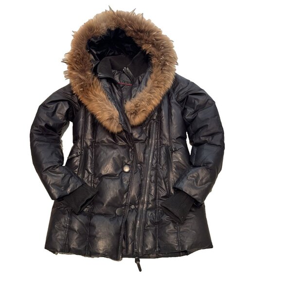Rudsak Atelier Noir Sandra down Jacket Double Layer Zipper Real Fur Black size M - Picture 10 of 16